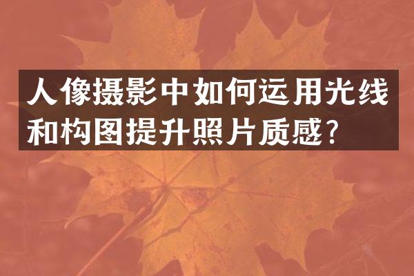 人像摄影中如何运用光线和构图提升照片质感？