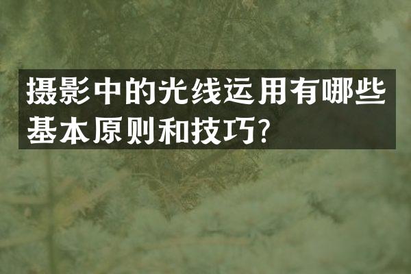摄影中的光线运用有哪些基本原则和技巧？