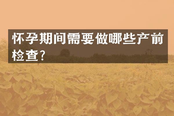 怀孕期间需要做哪些产前检查？