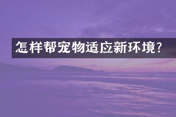 怎样帮宠物适应新环境？