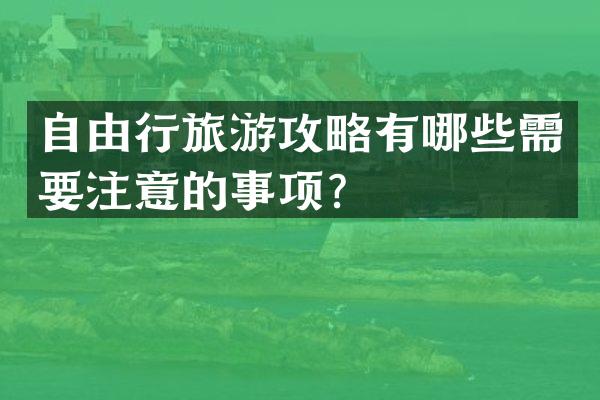 自由行旅游攻略有哪些需要注意的事项？
