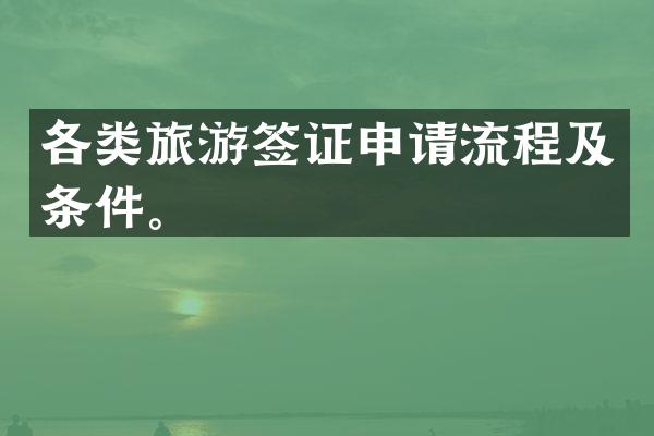 各类旅游签证申请流程及条件。