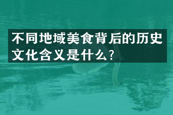 不同地域美食背后的历史文化含义是什么？