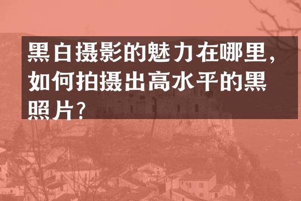 黑白摄影的魅力在哪里，如何拍摄出高水平的黑白照片？
