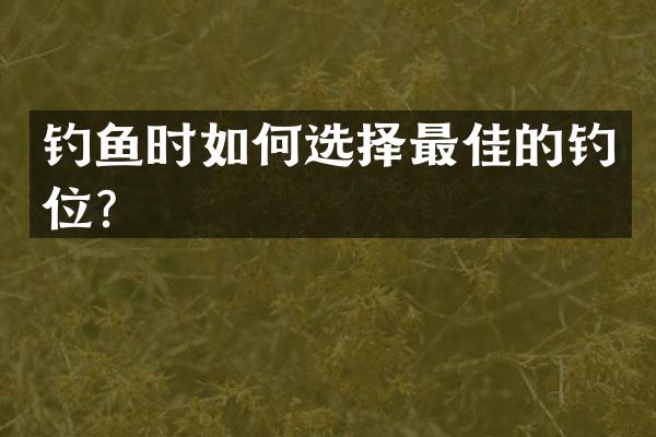 钓鱼时如何选择最佳的钓位？