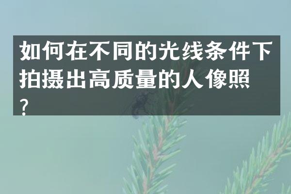 如何在不同的光线条件下拍摄出高质量的人像照片？