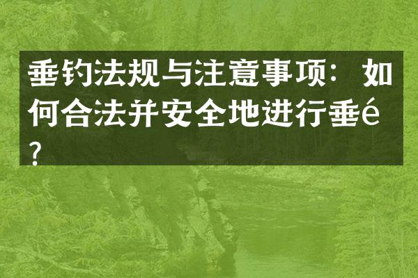 垂钓法规与注意事项：如何合法并安全地进行垂钓？