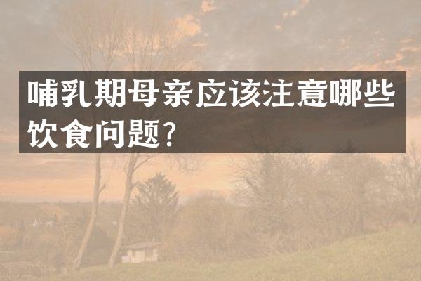 哺乳期母亲应该注意哪些饮食问题？