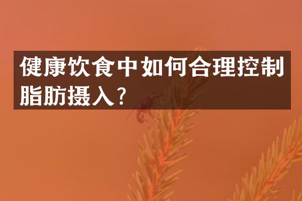健康饮食中如何合理控制脂肪摄入？