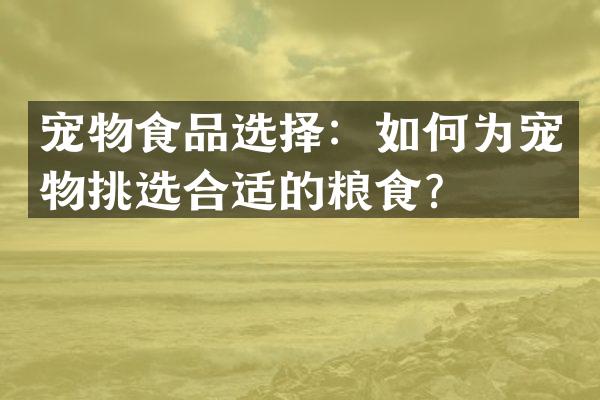 宠物食品选择：如何为宠物挑选合适的粮食？