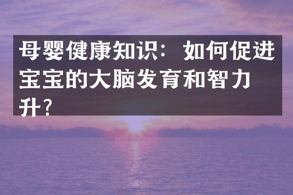 母婴健康知识：如何促进宝宝的大脑发育和智力提升？