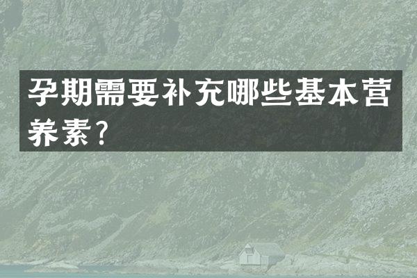 孕期需要补充哪些基本营养素？