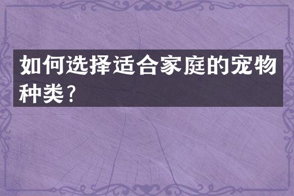 如何选择适合家庭的宠物种类？