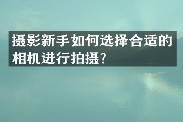 摄影新手如何选择合适的相机进行拍摄？