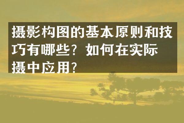 摄影构图的基本原则和技巧有哪些？如何在实际拍摄中应用？