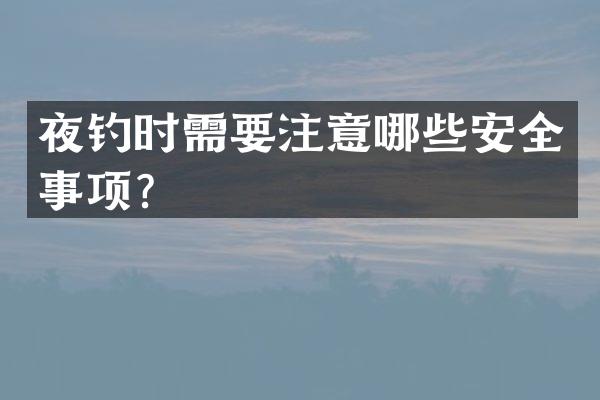 夜钓时需要注意哪些安全事项？
