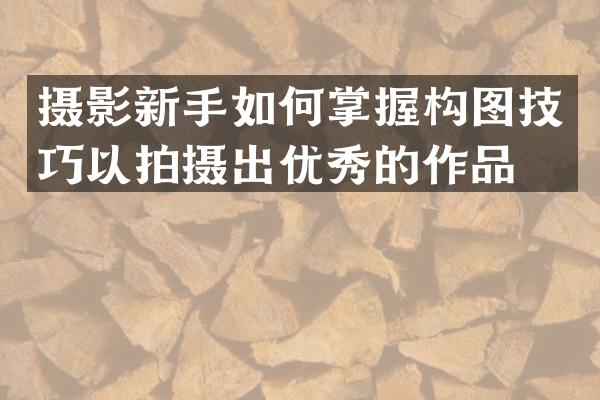 摄影新手如何掌握构图技巧以拍摄出优秀的作品？