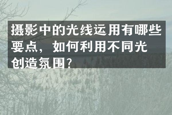 摄影中的光线运用有哪些要点，如何利用不同光线创造氛围？