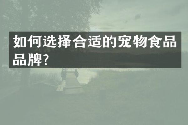 如何选择合适的宠物食品品牌？