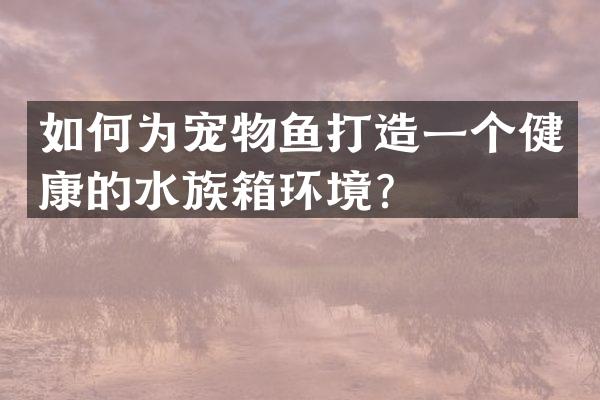 如何为宠物鱼打造一个健康的水族箱环境？