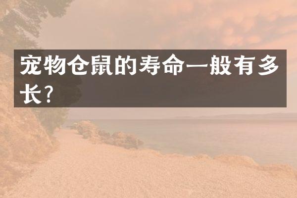 宠物仓鼠的寿命一般有多长？