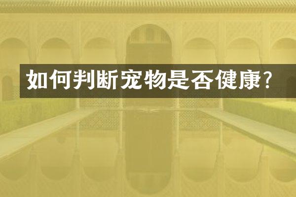 如何判断宠物是否健康？