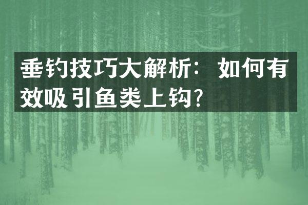 垂钓技巧大解析：如何有效吸引鱼类上钩？