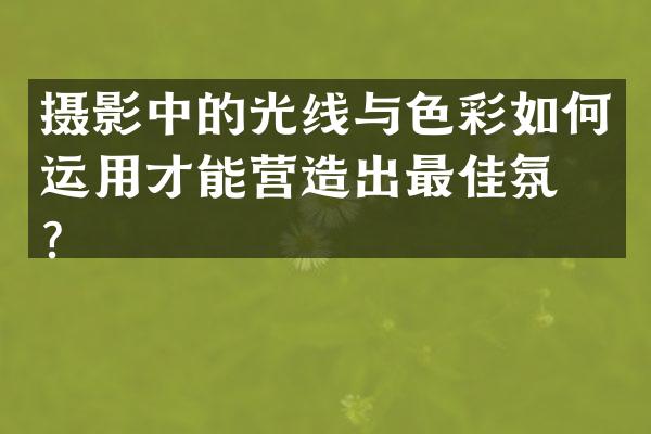 摄影中的光线与色彩如何运用才能营造出最佳氛围？