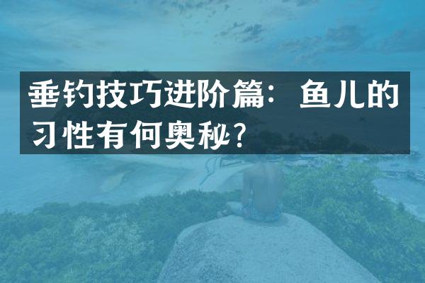 垂钓技巧进阶篇：鱼儿的习性有何奥秘？