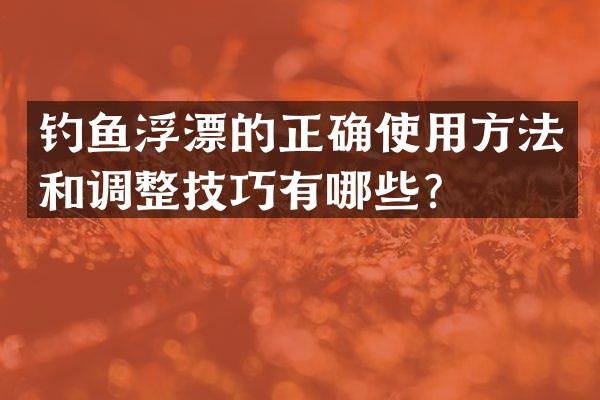 钓鱼浮漂的正确使用方法和调整技巧有哪些？