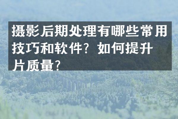 摄影后期处理有哪些常用技巧和软件？如何提升图片质量？