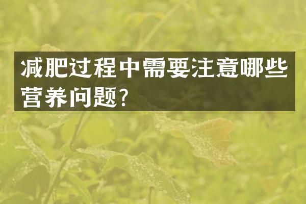减肥过程中需要注意哪些营养问题？