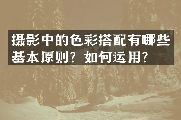 摄影中的色彩搭配有哪些基本原则？如何运用？
