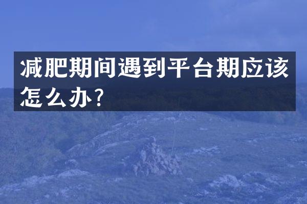 减肥期间遇到平台期应该怎么办？