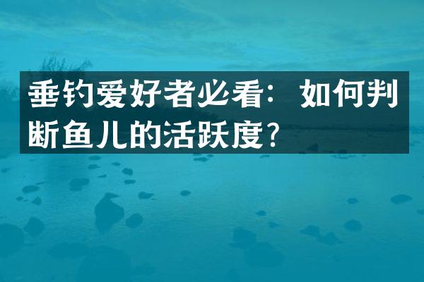 垂钓爱好者必看：如何判断鱼儿的活跃度？