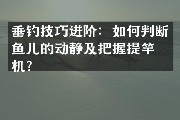 垂钓技巧进阶：如何判断鱼儿的动静及把握提竿时机？
