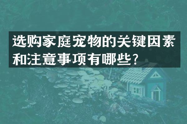 选购家庭宠物的关键因素和注意事项有哪些？