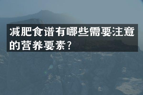 减肥食谱有哪些需要注意的营养要素？