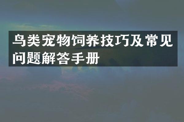 鸟类宠物饲养技巧及常见问题解答手册