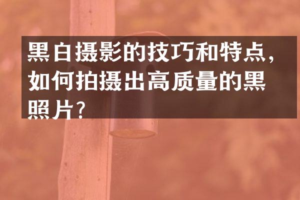 黑白摄影的技巧和特点，如何拍摄出高质量的黑白照片？