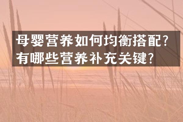 母婴营养如何均衡搭配？有哪些营养补充关键？