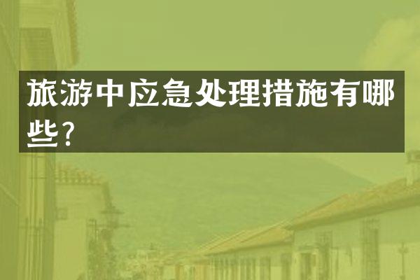 旅游中应急处理措施有哪些？