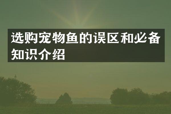 选购宠物鱼的误区和必备知识介绍