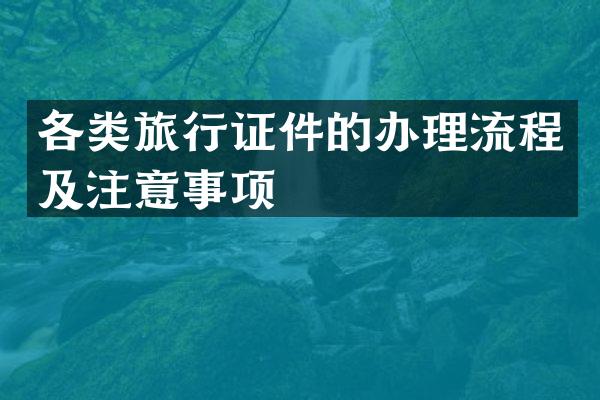 各类旅行证件的办理流程及注意事项