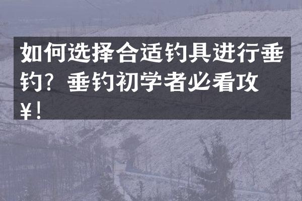 如何选择合适钓具进行垂钓？垂钓初学者必看攻略！