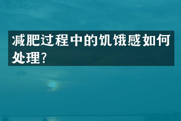 减肥过程中的饥饿感如何处理？