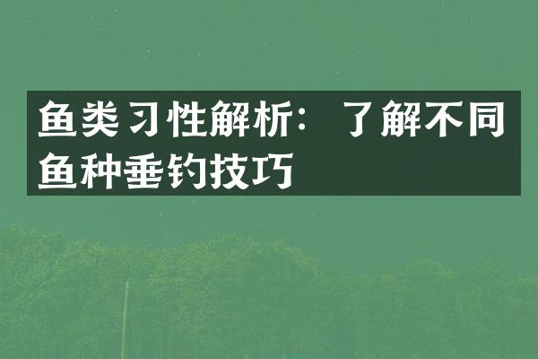 鱼类习性解析：了解不同鱼种垂钓技巧