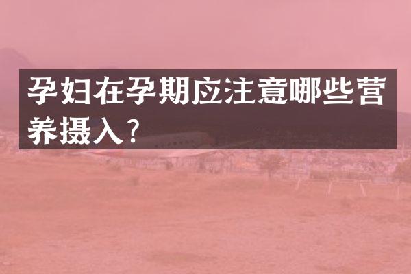 孕妇在孕期应注意哪些营养摄入？