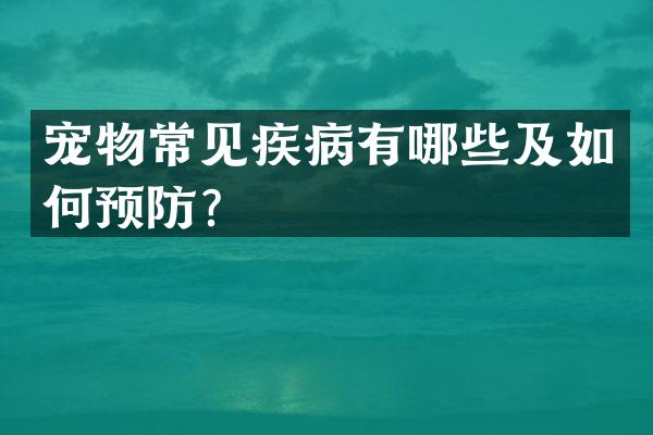 宠物常见疾病有哪些及如何预防？