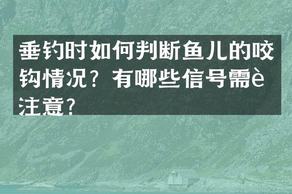 垂钓时如何判断鱼儿的咬钩情况？有哪些信号需要注意？